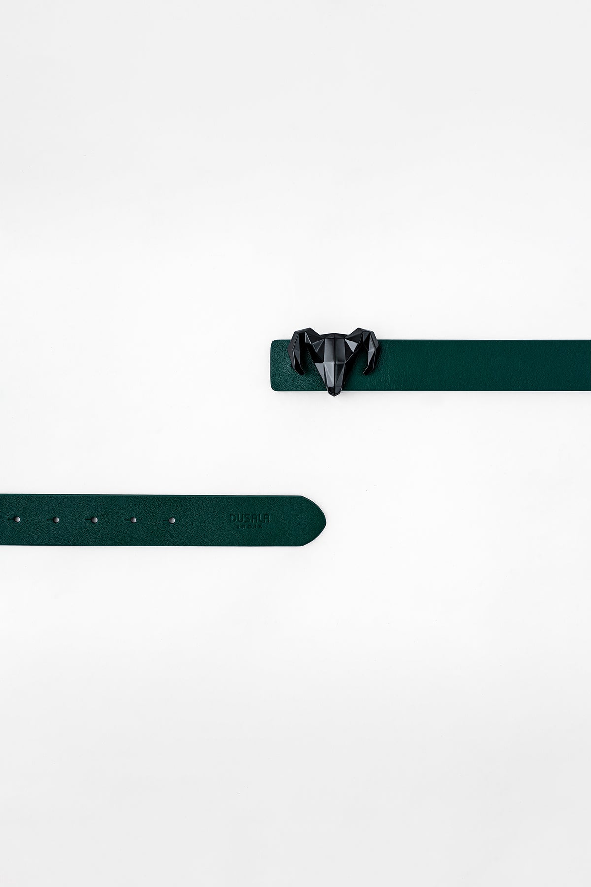 -  Italian Leather Ram Buckle Reversible Belt – Green and Brown