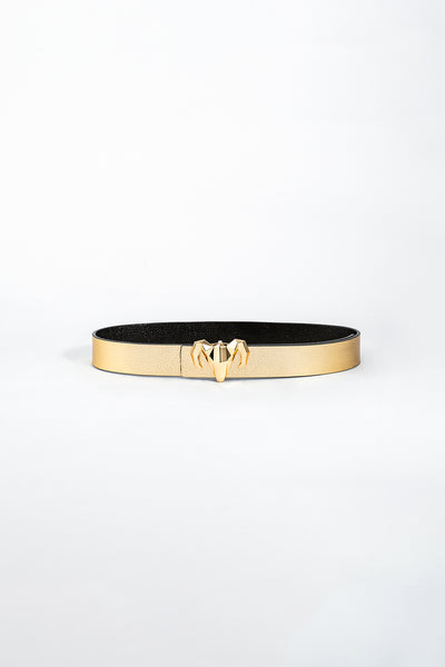 -  Italian Leather Ram Buckle Reversible Belt – White and Black