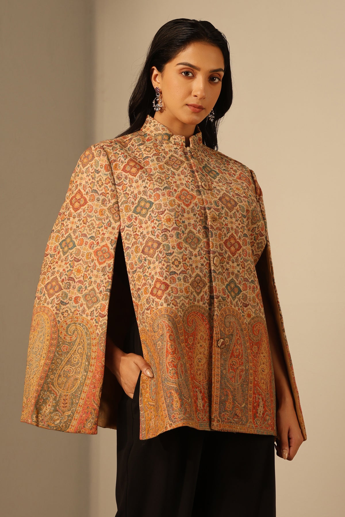 Riya Fine Wool Silk Cape