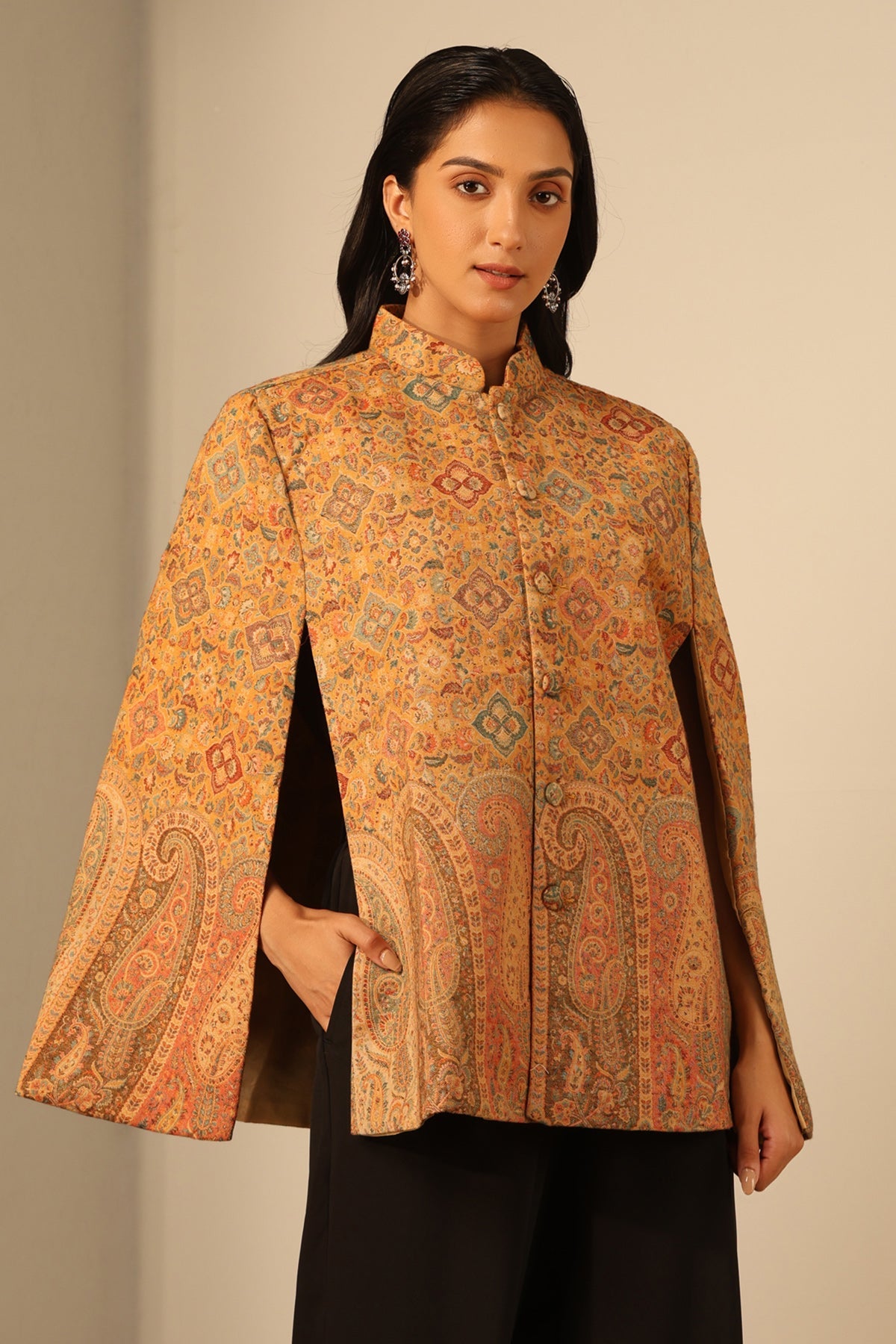 -  Anibha Fine Wool Silk Cape