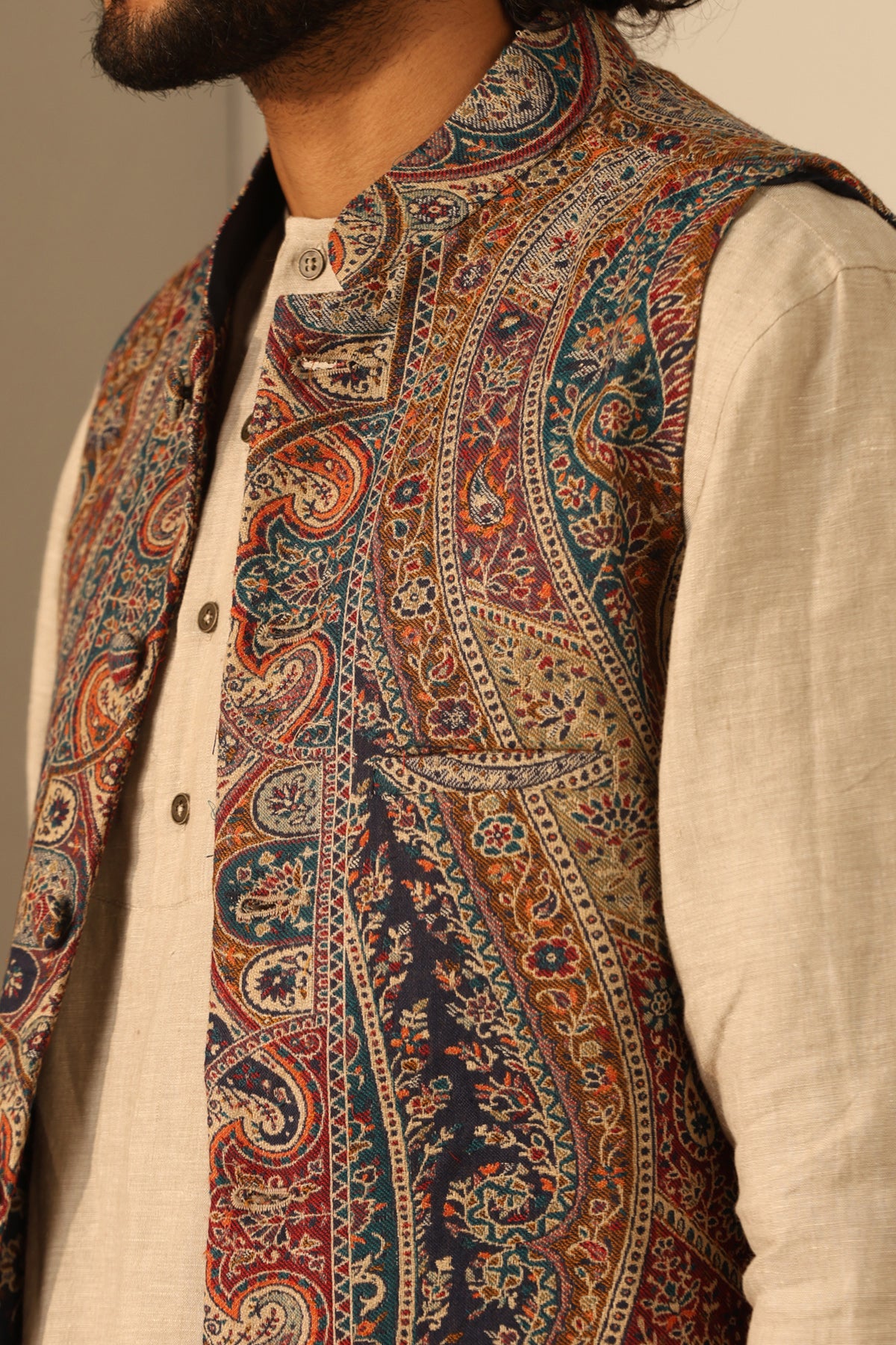 -  Arjun Fine Wool Silk Waist Coat