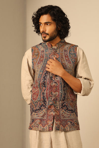-  Arjun Fine Wool Silk Waist Coat