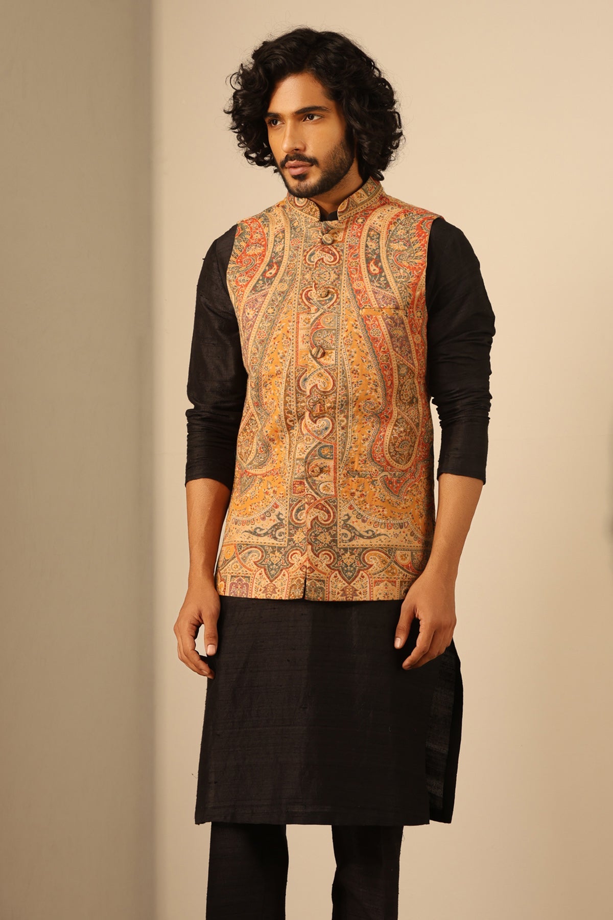 -  Aryan Fine Wool Silk Waist Coat