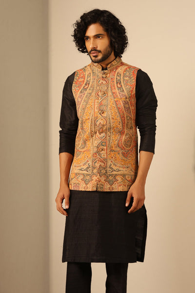 -  Aryan Fine Wool Silk Waist Coat