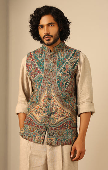 Yuvan Fine Wool Silk Men's Waist Coat/Bandi