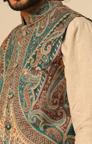 Yuvan Fine Wool Silk Men's Waist Coat/Bandi