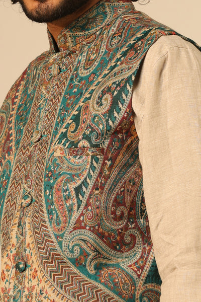 -  Yuvan Fine Wool Silk Waist Coat