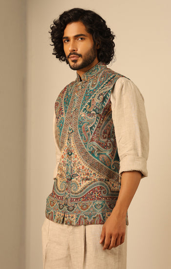 Yuvan Fine Wool Silk Men's Waist Coat/Bandi