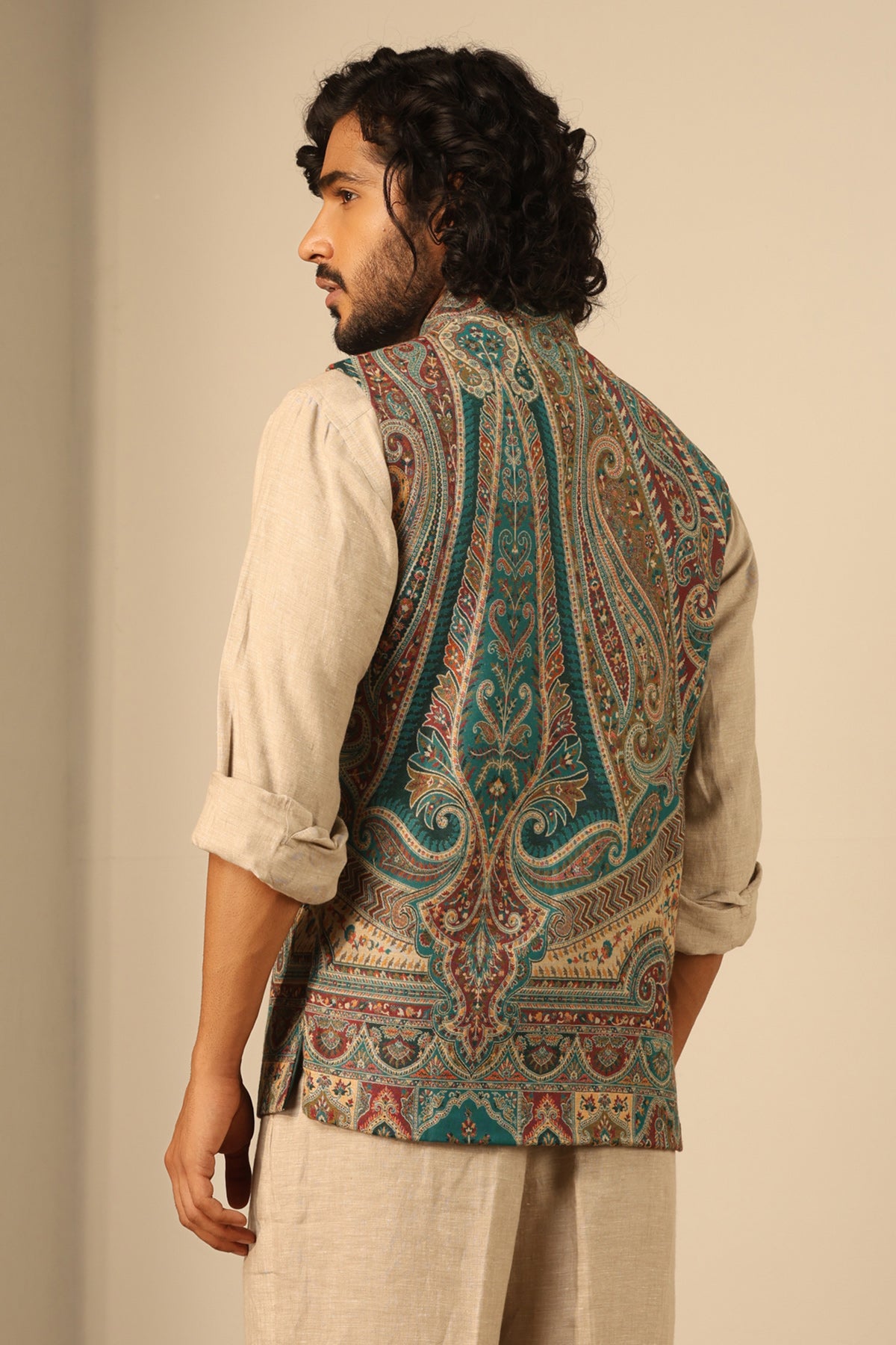 -  Yuvan Fine Wool Silk Waist Coat