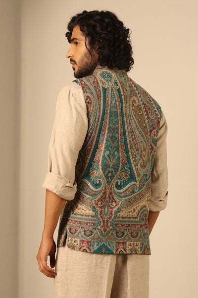 -  Yuvan Fine Wool Silk Waist Coat
