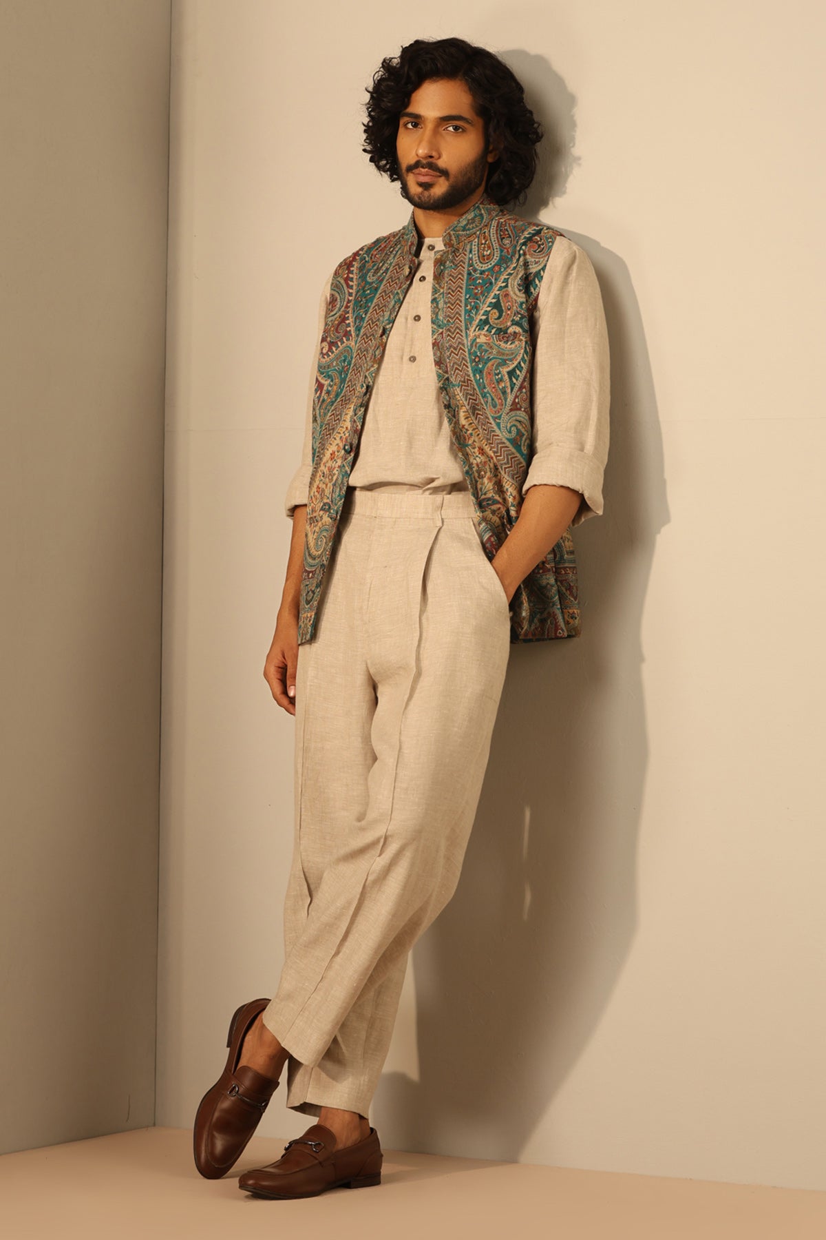 -  Yuvan Fine Wool Silk Waist Coat