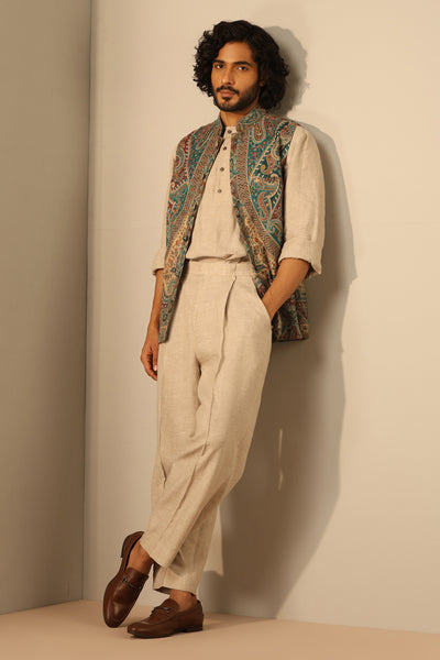 -  Yuvan Fine Wool Silk Waist Coat