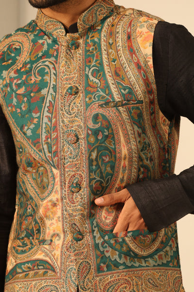 Amav Fine Wool Silk Waist Coat