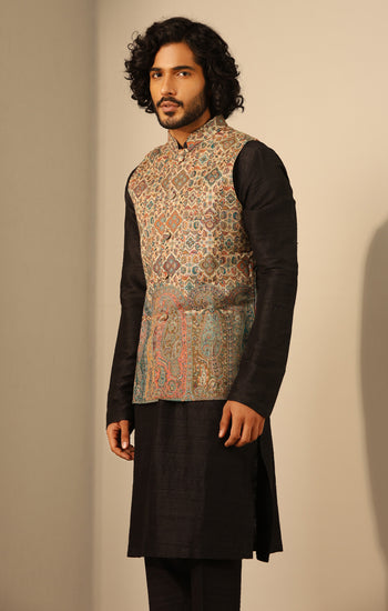 Viraj Fine Wool Silk Mens' Waist Coat/Bandi