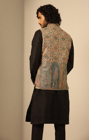 Viraj Fine Wool Silk Mens' Waist Coat/Bandi