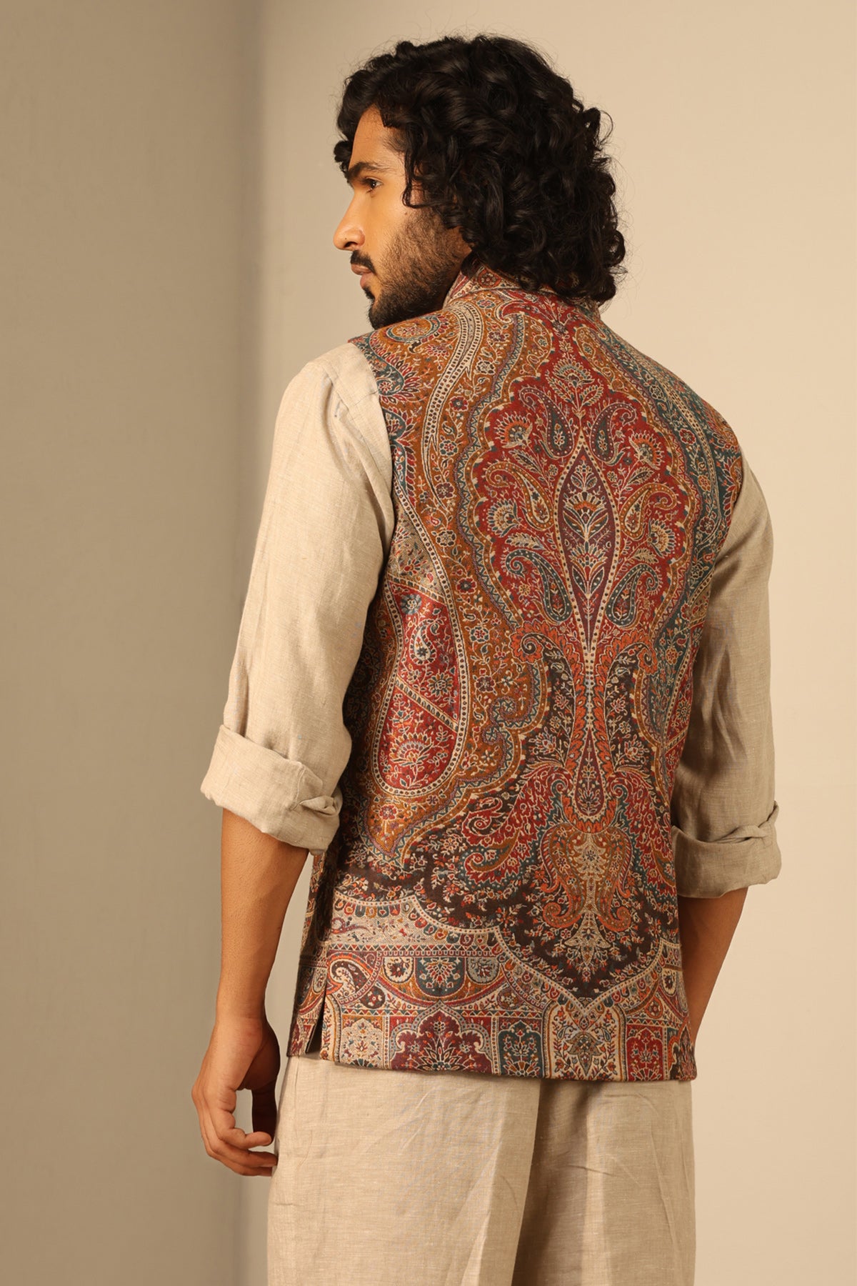 -  Dhruv Fine Wool Silk Waist Coat