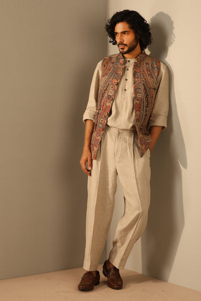 -  Dhruv Fine Wool Silk Waist Coat