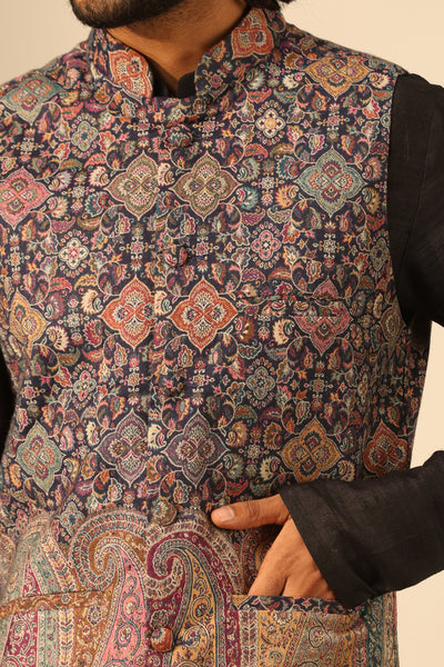 -  Ishaan Fine Wool Silk Waist Coat