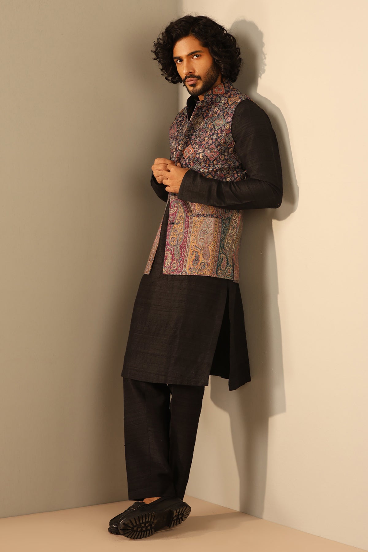 -  Ishaan Fine Wool Silk Waist Coat