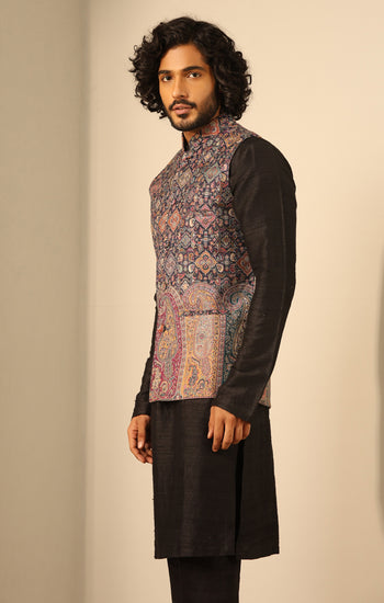 Ishaan Fine Wool Silk Mens' Waist Coat/Bandi