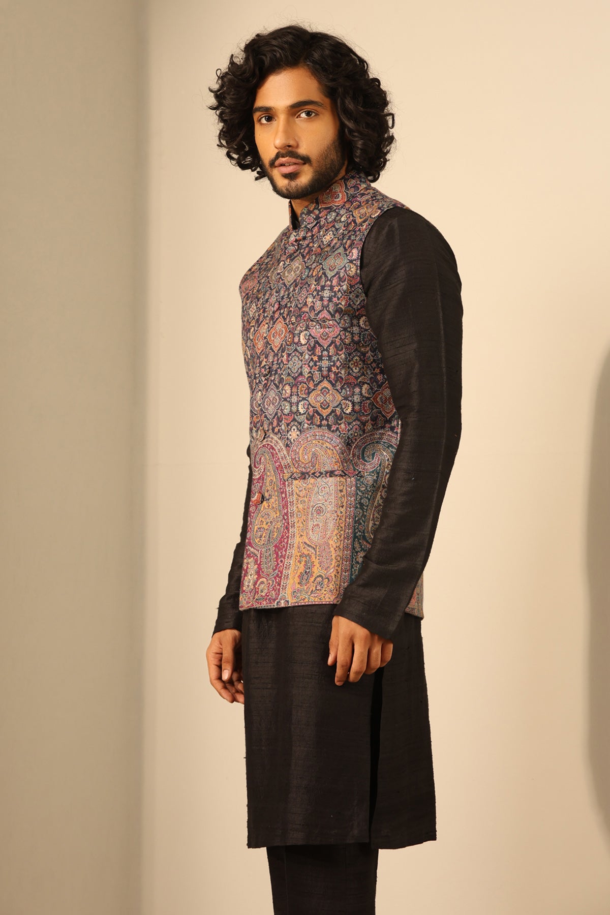 -  Ishaan Fine Wool Silk Waist Coat