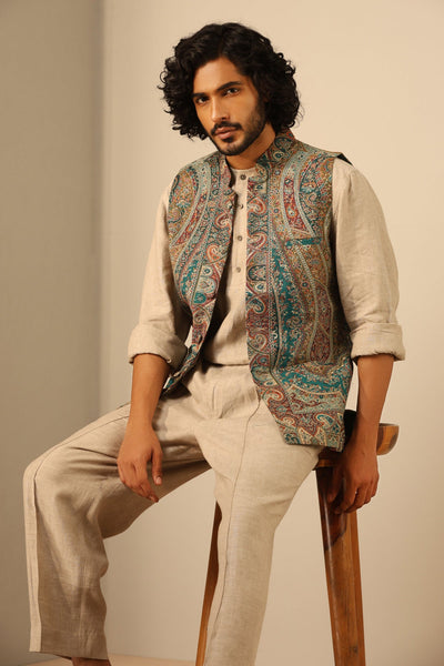 -  Shaan Fine Wool Silk Waist Coat