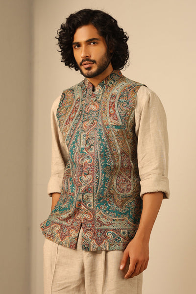 -  Shaan Fine Wool Silk Waist Coat