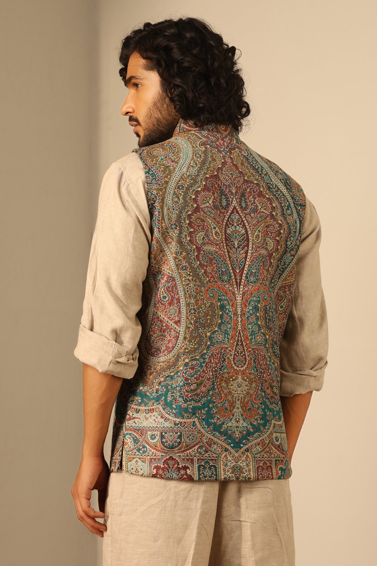 -  Shaan Fine Wool Silk Waist Coat