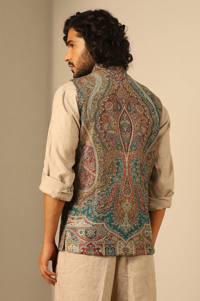 -  Shaan Fine Wool Silk Waist Coat