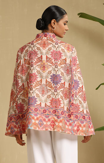 Zeda Fine Wool Kalamkari Silk Cape