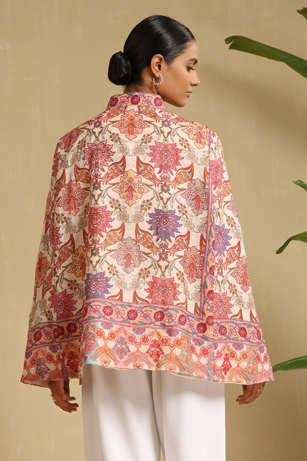 -  Zeda Fine Wool Kalamkari Silk Cape