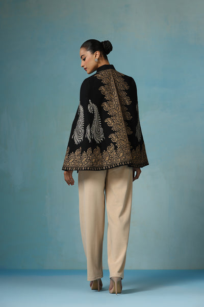 -  Ira Fine Wool Silk with Zari Embroidery Cape