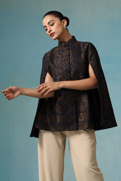 -  Ais Fine Wool Silk with Zari Cape