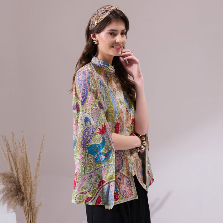 Tapasi Pashmina Blended Embroidery Cape