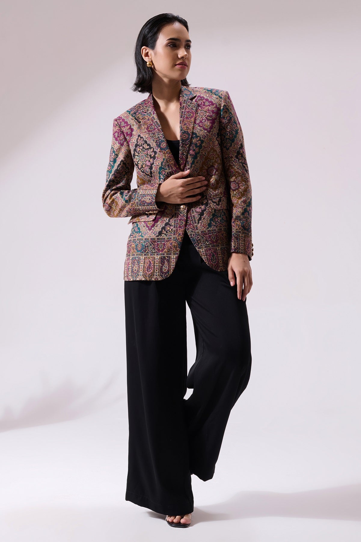 -  Teertha Fine Wool Silk Blazer