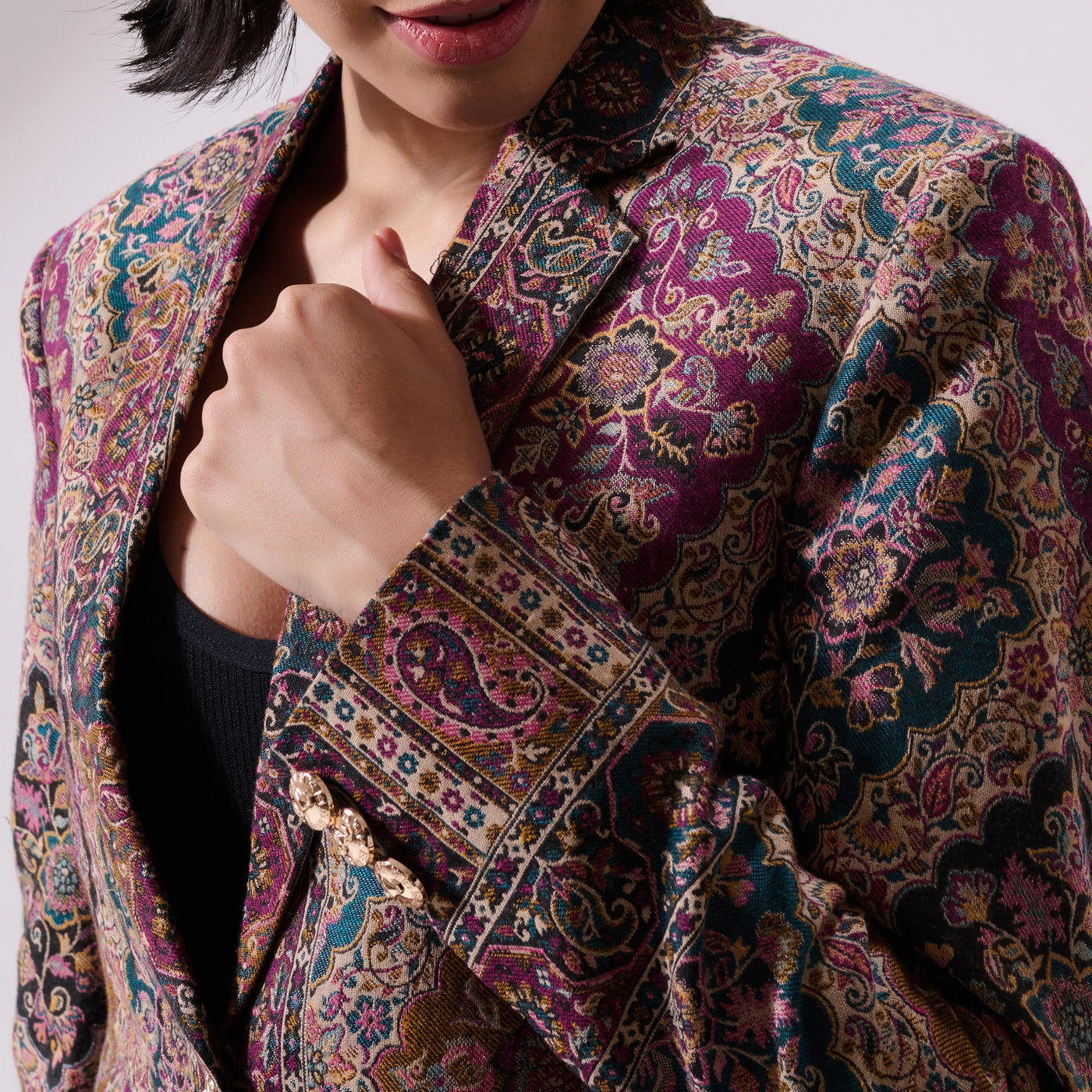 -  Teertha Fine Wool Silk Blazer