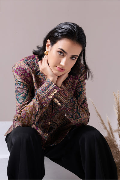 -  Teertha Fine Wool Silk Blazer