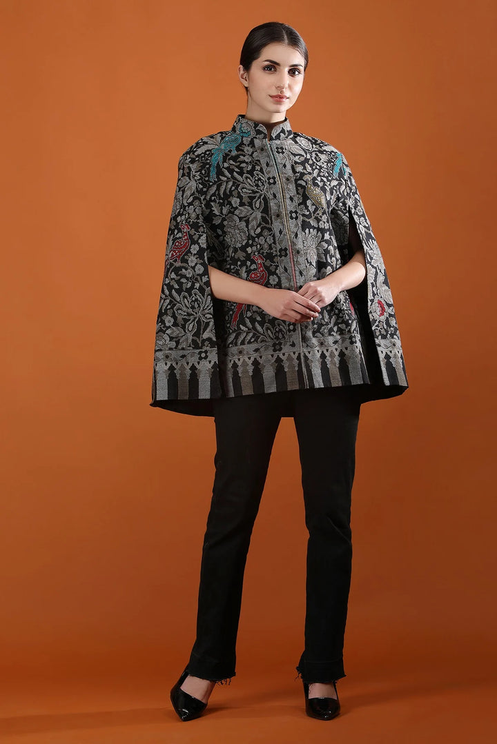 Ravya Fine Wool Silk Kani Blend Cape
