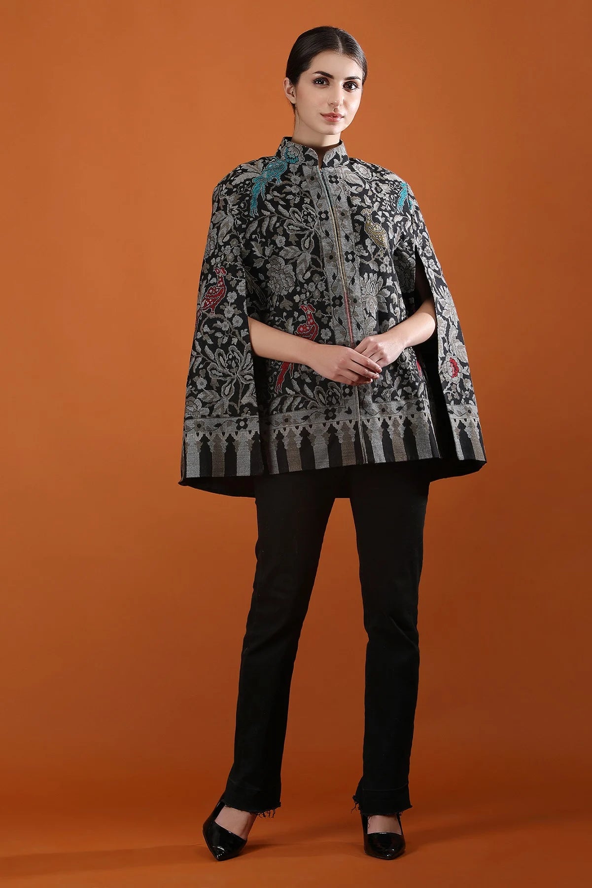 Ravya Fine Wool Silk Kani Blend Cape