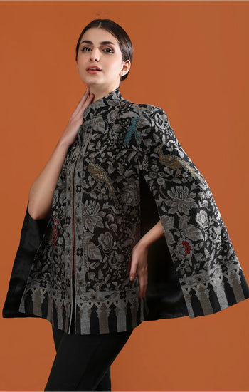 Ravya Fine Wool Silk Kani Blend Cape