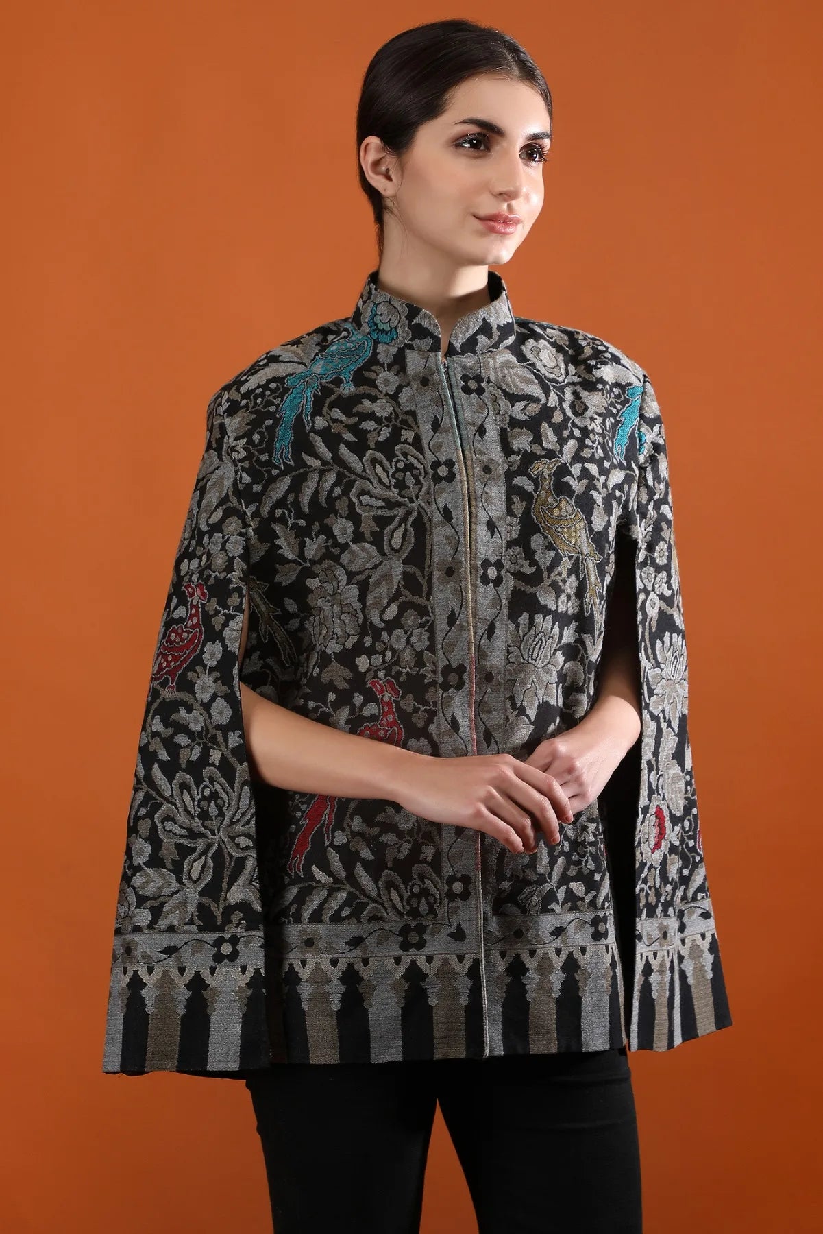 Ravya Fine Wool Silk Kani Blend Cape