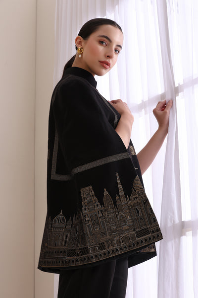 Taj Cashmere Fine Wool Silk with Zari Cape