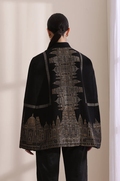 Taj Cashmere Fine Wool Silk with Zari Cape