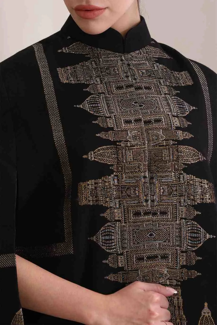 Taj Cashmere Fine Wool Silk with Zari Embroidered Cape