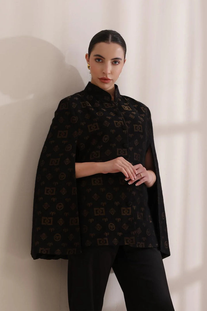 Dusala Cashmere Fine Wool Silk with Zari Embroidered Cape