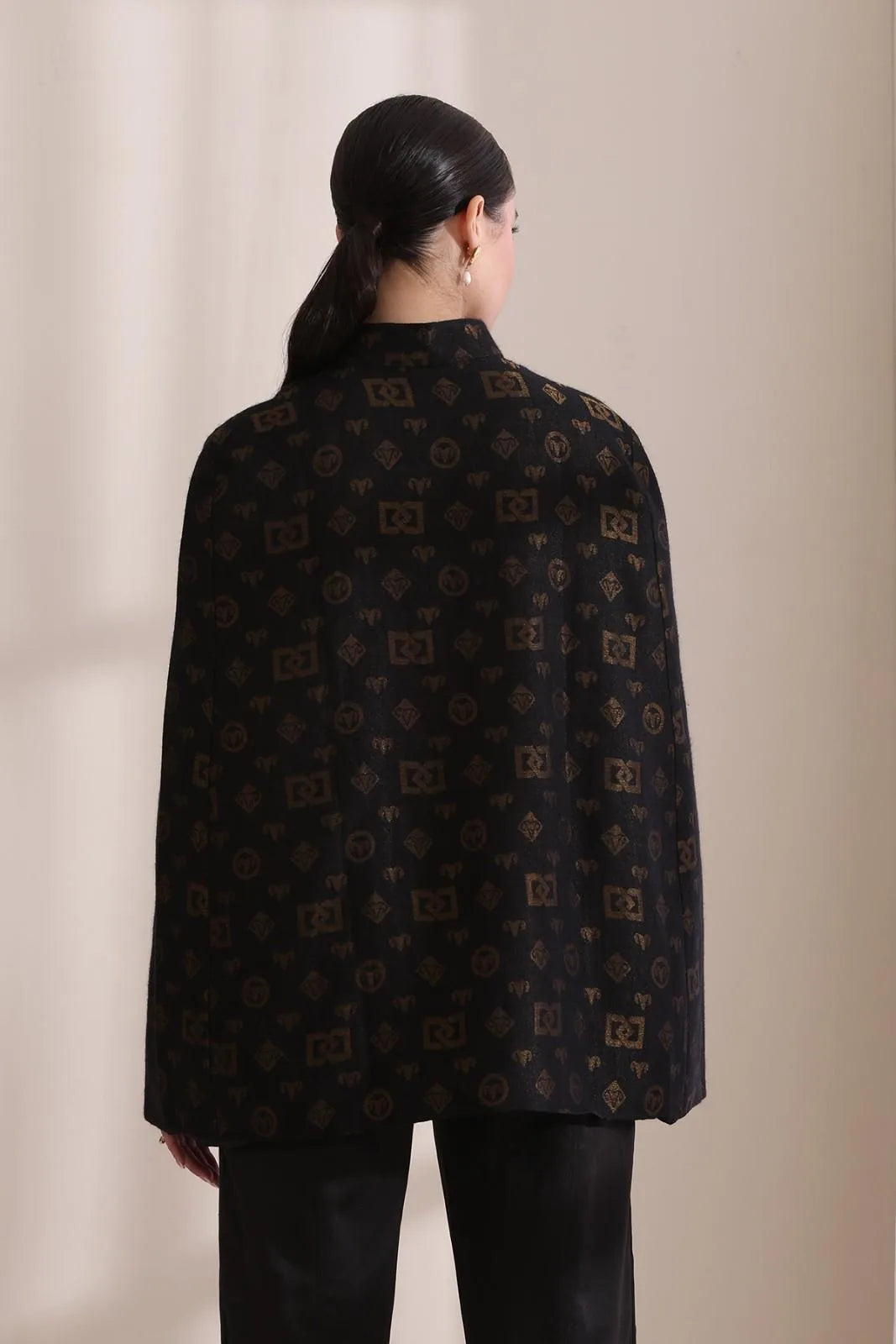 Dusala Cashmere Fine Wool Silk with Zari Embroidered Cape