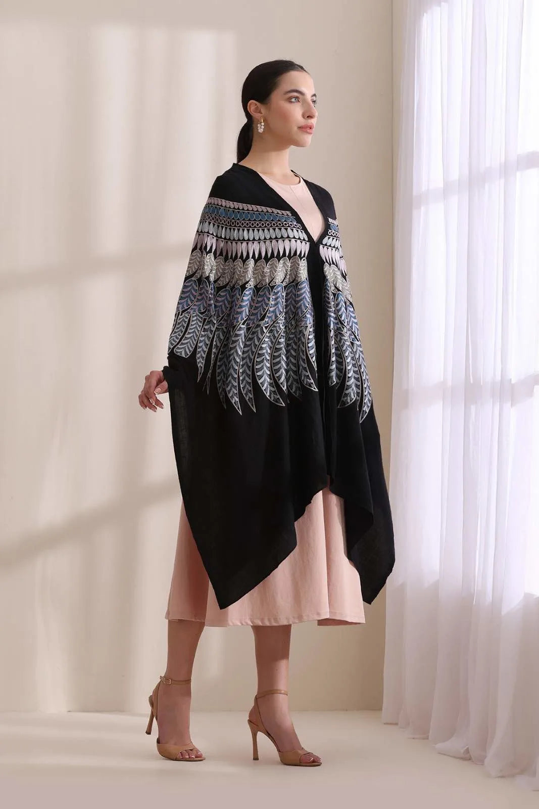 Birdie Feather Embroidered Cape
