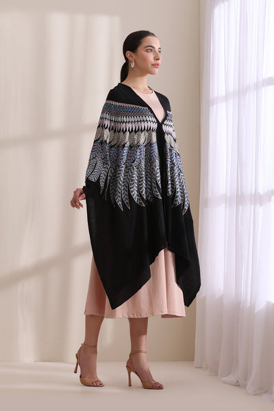 Birdie Feather Embroidered Cape