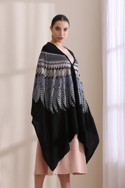 Birdie Feather Embroidered Cape