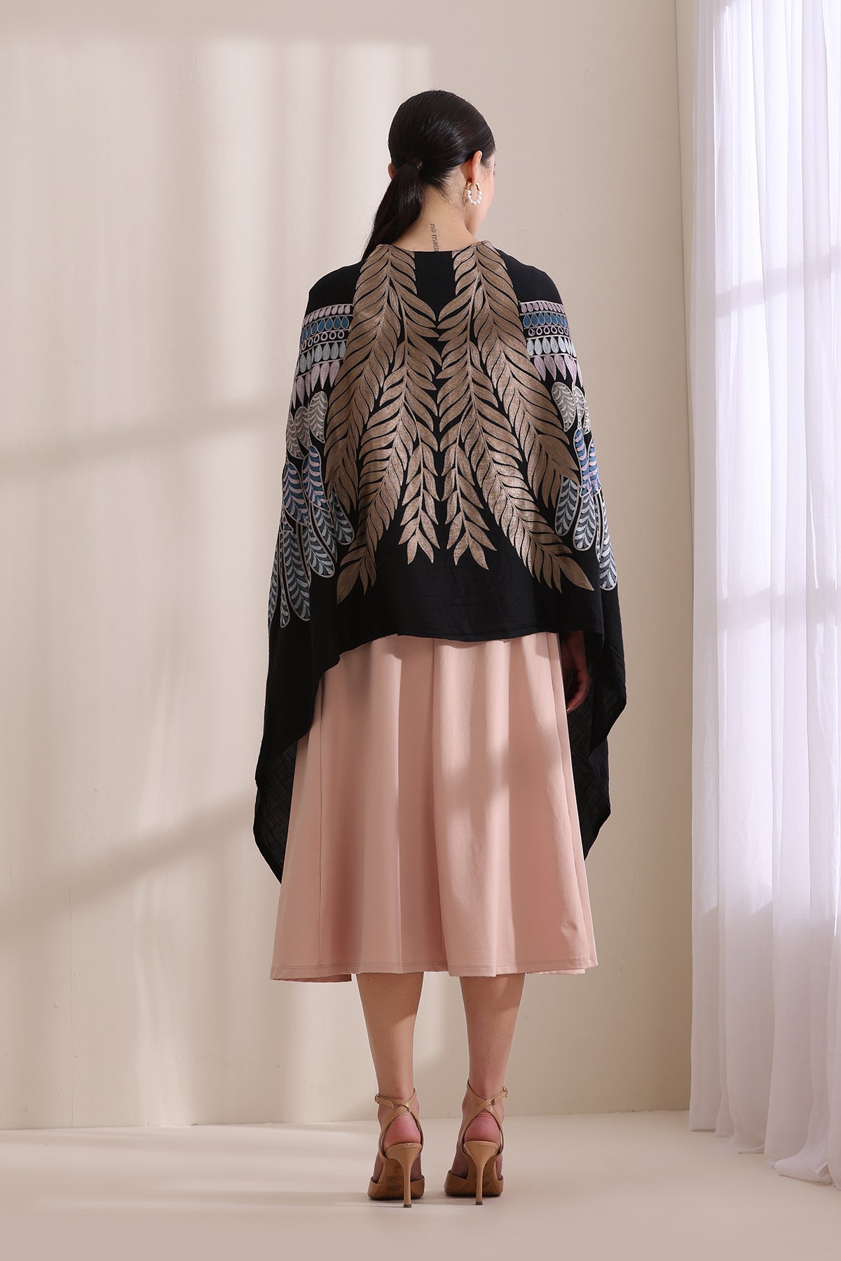 Birdie Feather Embroidered Cape